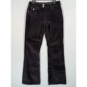 Limited Too Girl Y2K Black Corduroy Pants 12R Rhinestones Cool Snap Pockets